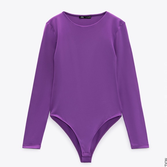 Zara | Tops | Zara Long Sleeve Purple Bodysuit Size S Never Worn | Poshmark